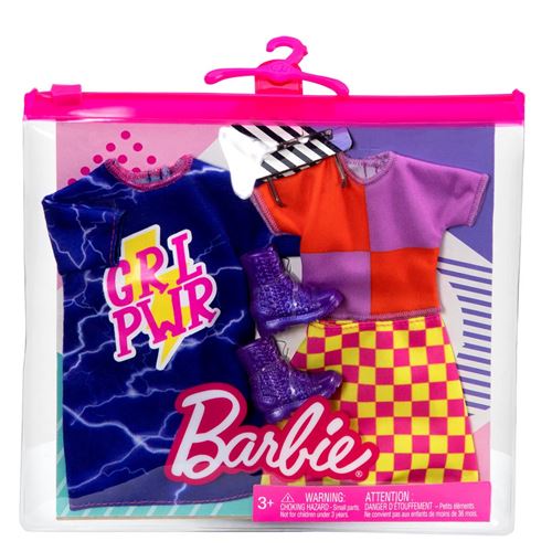 Barbie Girl Power Fashion Pack - HBV69 - Ensemble de 2 tenues - Comprend robe chemise, jupe + top et 2 accessoires
