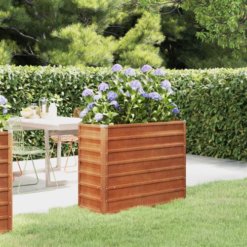 Vidaxl Lit Surélevé 100 Cm Acier Corten - Image 3