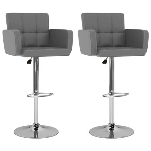 VIDAXL - Tabourets de bar - Lot de 2 - Gris - Similicuir - Image 2