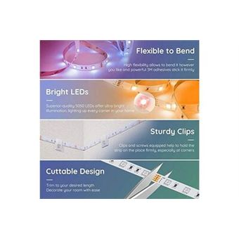 Ruban LED RGB 5M 5050 Bluetooth Bande Led avec Télécommande à 44 Touches Etanche IP65