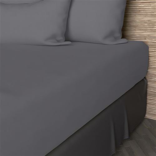 Drap housse en coton 160x200 cm JERSEY gris, par Soleil d'ocre