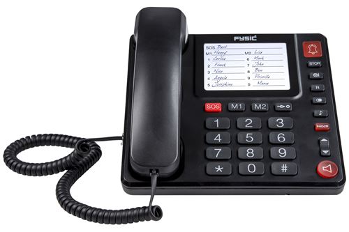 Téléphone filaire sénior Grandes touches Fysic FX-3920 Noir