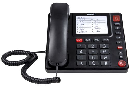Téléphone fixe de bureau grandes touches pour les personnes âgées Fysic FX-3920 Noir