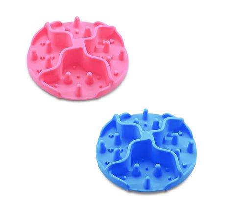 Comparer les prix de Lot de 2 Gamelles Alimentation Lente en Silicone pour Chien - Rose/Bleu
