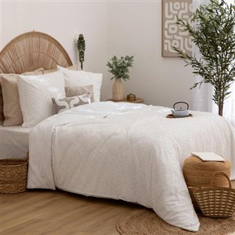 Parure de lit blanc 240x260 cm microfibre - atmosphera - 1