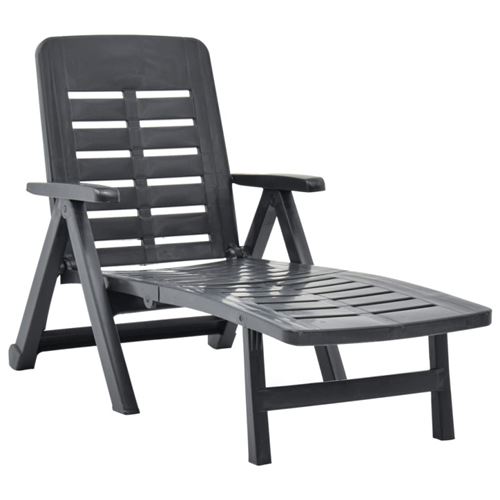 Non Communiqué Gris Chaise Longue Vidaxl En Resine H. 96 Cm L. 189 Cm Non Empilable Pliable