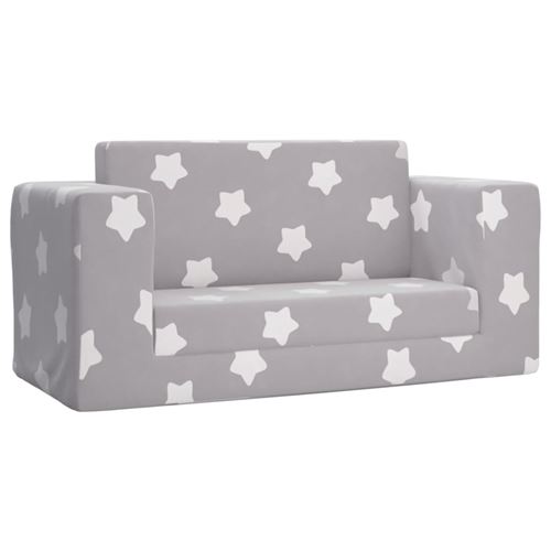 Canapé-lit pour enfants à 2 places gris clair avec étoiles