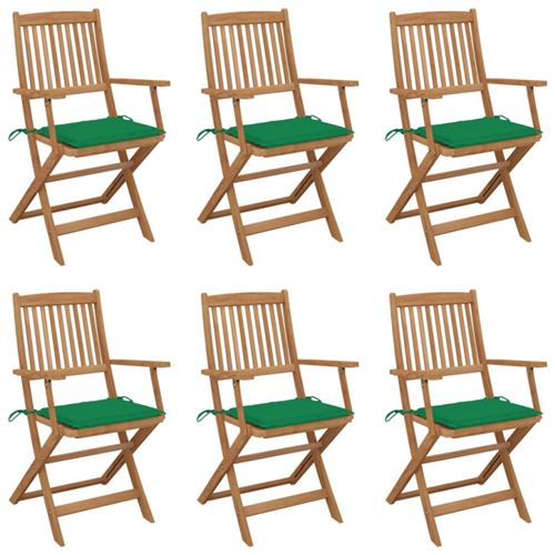 Vidaxl Chaises Pliables De Jardin Lot De 6 Avec Coussins Bois D Acacia - Image 2