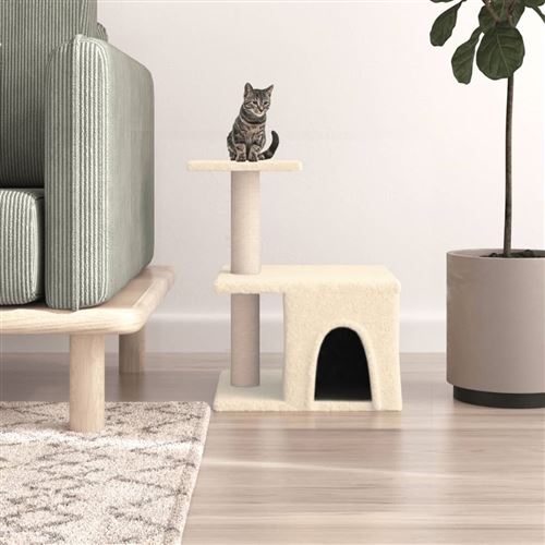 vidaXL Arbre à chat avec griffoirs en sisal crème 48 cm