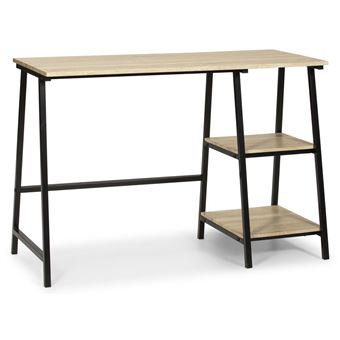 Bureau Lisboa Noir, Table pour PC, Style Industriel, 105 cm Longueur - 1
