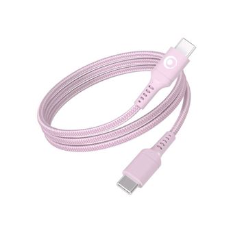 BIGBEN Connected - Câble USB - 24 pin USB-C (M) pour 24 pin USB-C (M) - 3 A - 1.2 m - USB Power Delivery (60W), plastique recyclé à 100 %, connecteurs réversibles - rose