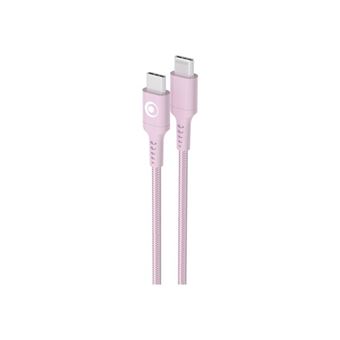 BIGBEN Connected - Câble USB - 24 pin USB-C (M) pour 24 pin USB-C (M) - 3 A - 1.2 m - USB Power Delivery (60W), plastique recyclé à 100 %, connecteurs réversibles - rose