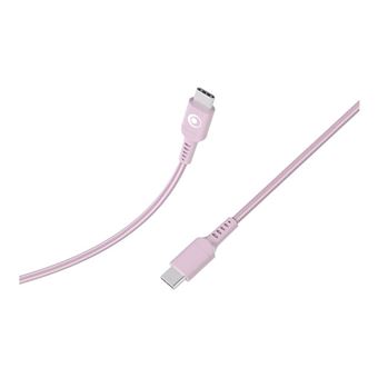 BIGBEN Connected - Câble USB - 24 pin USB-C (M) pour 24 pin USB-C (M) - 3 A - 1.2 m - USB Power Delivery (60W), plastique recyclé à 100 %, connecteurs réversibles - rose