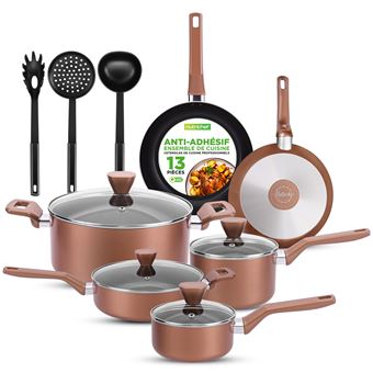Ensemble de batterie de cuisine - Nutrichef - 13 pièces - Marron - 1