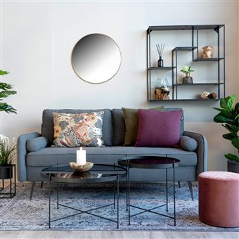 Miroir rond 60 cm en acier laiton - 1
