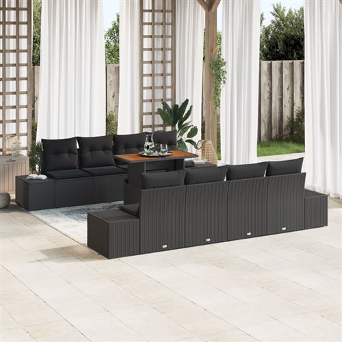 Non Communiqué Noir Ensemble De Canapé De Jardin 7 Pièces Avec Coussins En Poly Rotin