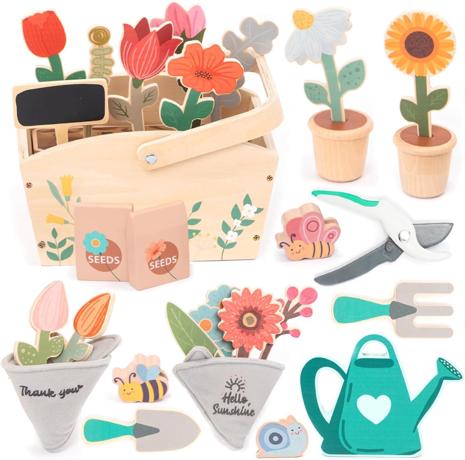 Hape Set Jardinage Enfant – Arrosoir, Truelle, Râteau, Pelle, étiquettes Bambou – Apprendre à Jardiner Dès 4 Ans – Loisir Créatif Et éducatif