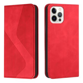 Coque FOXDOCK pour iPhone 12 protection intégrale, fermeture magnétique, étui en cuir TPU souple avec béquille et emplacements pour cartes, compatible avec iPhone 12-Rouge - 1