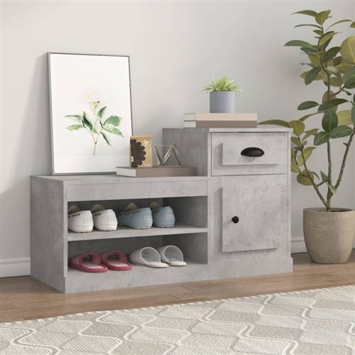 Vidaxl Gris Armoire À Chaussures Béton - 100X42x60 Cm - Image 3