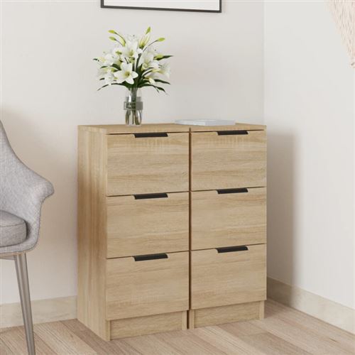 Vidaxl Buffets 2 Pcs 30X30x70 Cm - Chêne Sonoma - Image 3