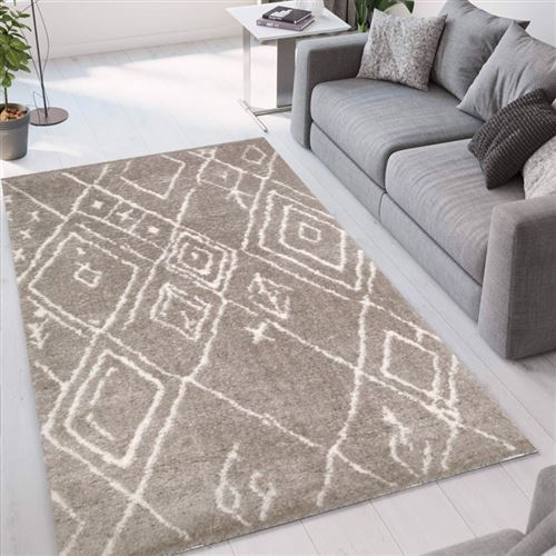 Tapis de salon ultra doux Pet Friendly style shaggy Marrakesh GRI002MK, Taille: 160 x 230