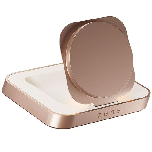 Zens - Support de chargement sans fil - table de chevet + adaptateur secteur - 15 Watt - Fast Charge - cuivre