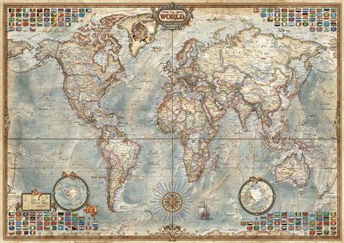 Puzzle adulte : la vieille carte du monde - 1500 pieces - collection geographique et histoire