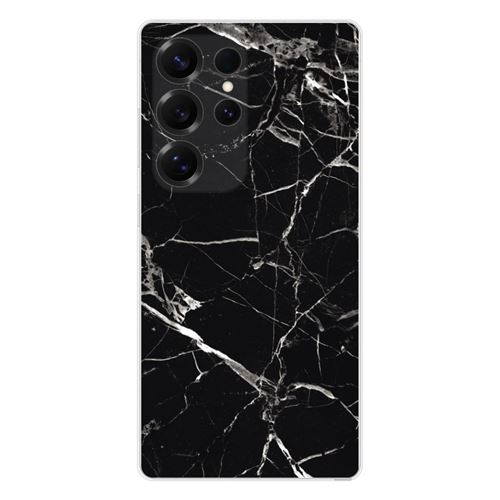 Coque en silicone imprimée compatible Samsung Galaxy S25 Ultra Marbre Noir