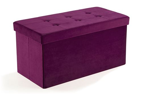 SQUARE Lot de 2 Bancs 76x38x38 cm en Velours Aubergine