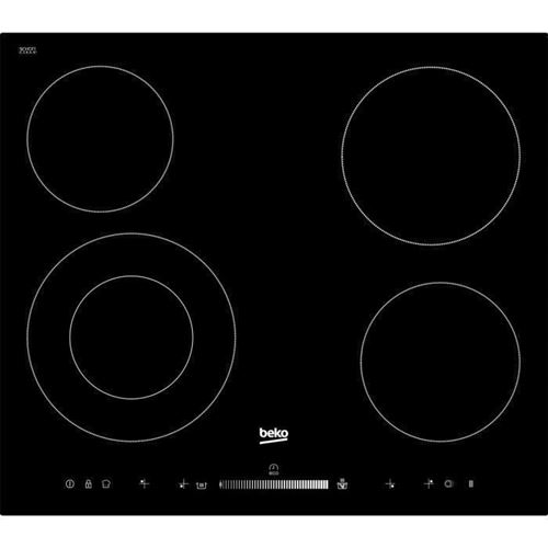 Plaque Vitrocéramique Beko Table De Cuisson Vitrocéramique 4 Feux 6700W Noir - Hic64502T