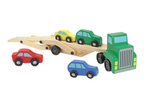 Melissa & Doug - Car Carrier Truck & Cars Wooden Toy Set