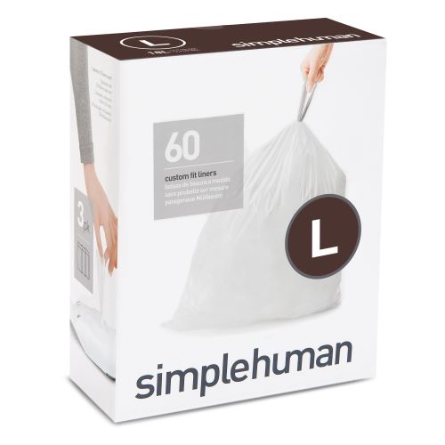 simplehuman Code L Sacs Poubelle Sur Mesure 3 Paquets x 20 (60 Sacs) Blanc