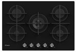 Candy CVG74WPB - Table de cuisson au gaz - 5 plaques de cuisson - Niche - largeur : 56 cm - profondeur : 48 cm - noir