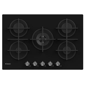 Candy CVG74WPB - Table de cuisson au gaz - 5 plaques de cuisson - Niche - largeur : 56 cm - profondeur : 48 cm - noir