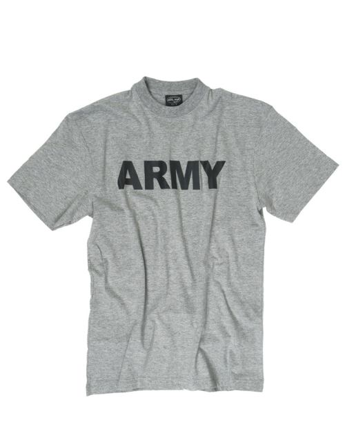 Tee shirt gris chiné manches courtes imprimé ARMY en noir devant taille XXL