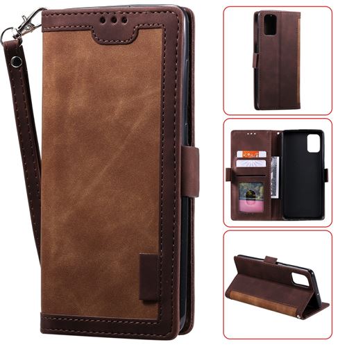 Etui en PU style d'épissage vintage marron pour votre Samsung Galaxy A71 5G SM-A716