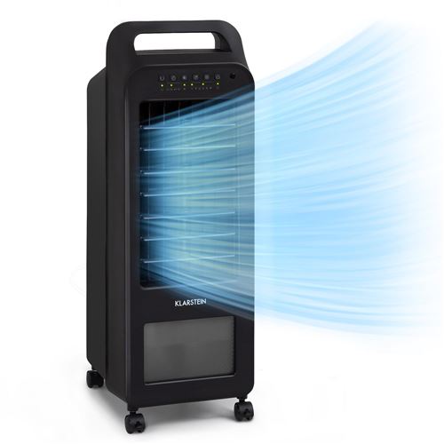 Rafraîchisseur D'Air Klarstein Cooler Rush - 5,5L - 132 M³/H - 45W - Télécommande - 5 Packs De Glace Inclus - Noir