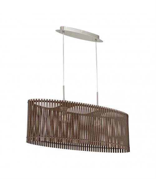 Suspension SENDERO 2 ampoules nickel satiné abat jour marron