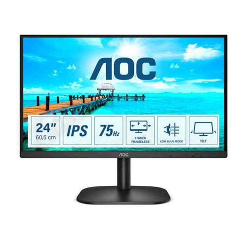 AOC 24B2XDA - Écran LED - 24 (23.8 visualisable) - 1920 x 1080 Full HD (1080p) @ 75 Hz - IPS - 250 cd/m² - 1000:1 - 4 ms - HDMI, DVI, VGA - haut-parleurs - noir
