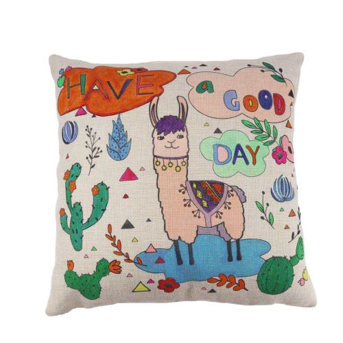 Housse Coussin / taie d’Oreiller en Tissu à colorier et à Personnaliser ( Pinceaux et peinture fournis ) ( Lama )