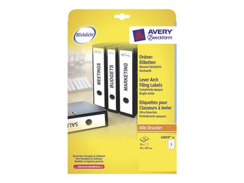 Avery L6059 - étiquettes pour dossiers - 75 unités
