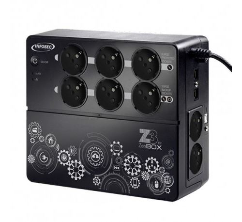 INFOSEC Onduleur haute fréquence Z3 ZenBox EX 1000 - 1000 VA 8 Prises FR/SCHUKO