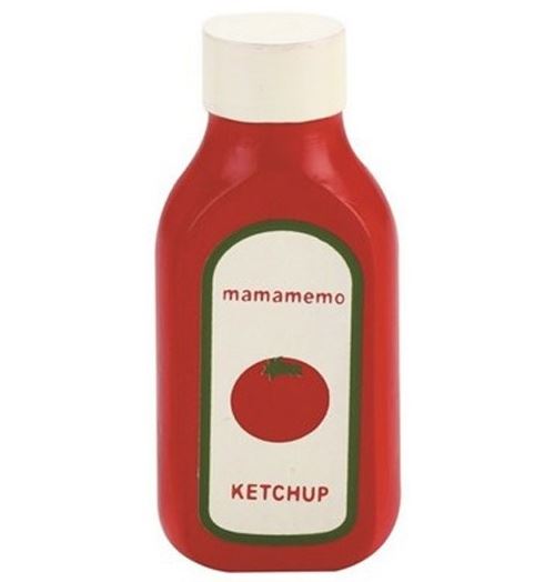Mamamemo bouteille de bois de ketchup de 10 cm rouge
