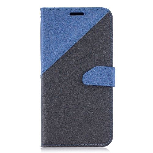 Etui en PU épissage bicolore grain de sable bleu foncé avec support pour votre Samsung Galaxy A70