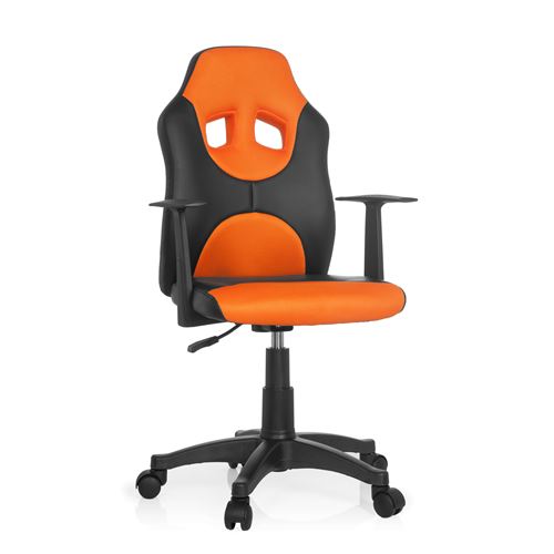 Chaise de bureau / Siège pivotant KID RACER AL noir/orange hjh OFFICE