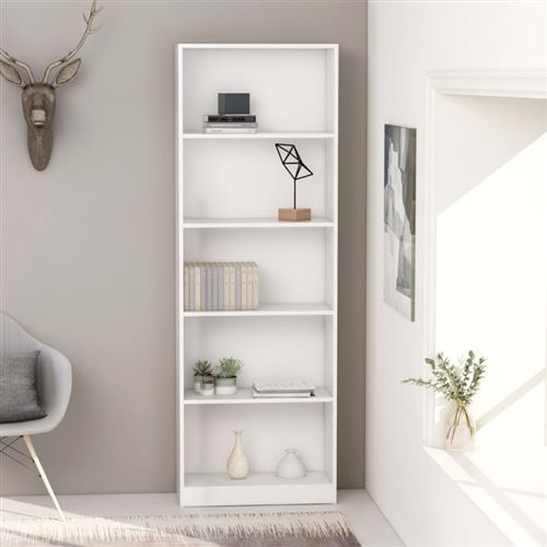 vidaXL Bibliothèque à 5 niveaux Blanc 60x24x175 cm Aggloméré