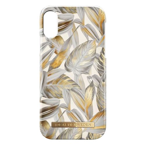 IDEAL Fashion Case - Achterzijde behuizing voor mobiele telefoon - plastic - platina bladeren - voor Apple iPhone X, XS