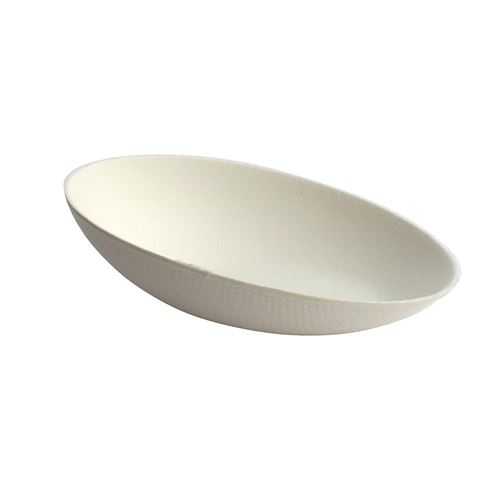 50 coupes ovales canne à sucre bio 13cm blanc
