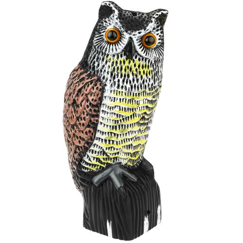 Hibou épouvantail avec son et yeux réfléchissants 40cm femelle