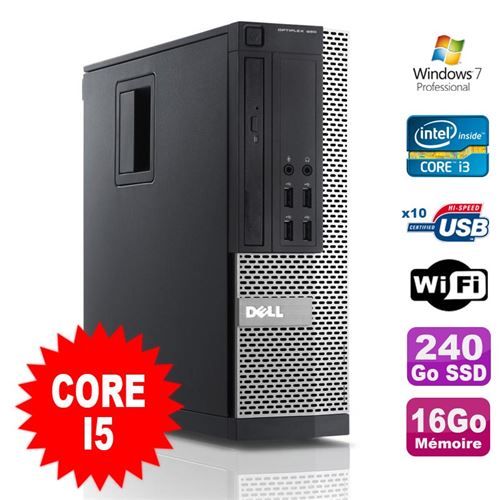 Pc dell optiplex 990 sff i5-2400 3.1ghz 16go disque 240go ssd dvd wifi w7  - Dell reconditionné disponible sur Fnac